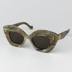 Loewe ANAGRAM Men Sunglasses Green Brown Cat Eye LW40127I 60E NEW AUTHENTIC